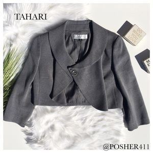 TAHARI GREY CROPPED JACKET